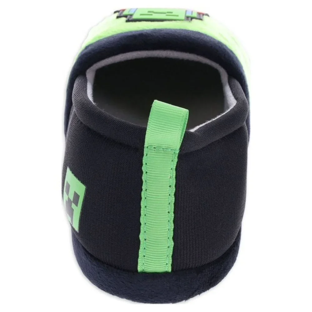 Boys Girls MINECRAFT Plush Creeper Green A-Line Slippers Size 4/5 NWT